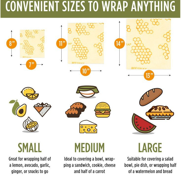 Reusable Beeswax Wraps for Food (3-pack)