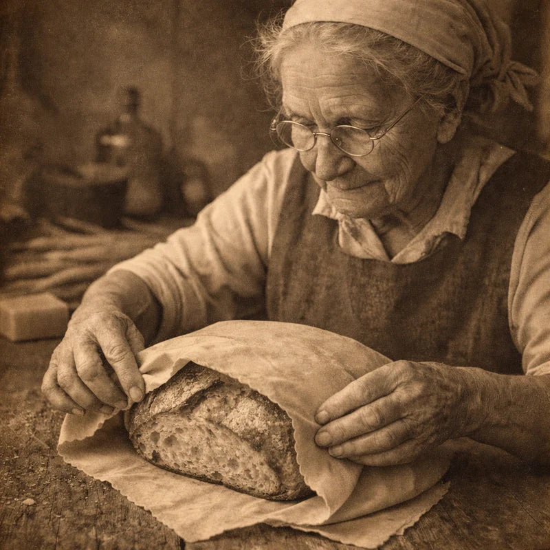 Grandma kept bread on the wooden counter wrapped in natural beeswax cloth, soft until Sunday night.